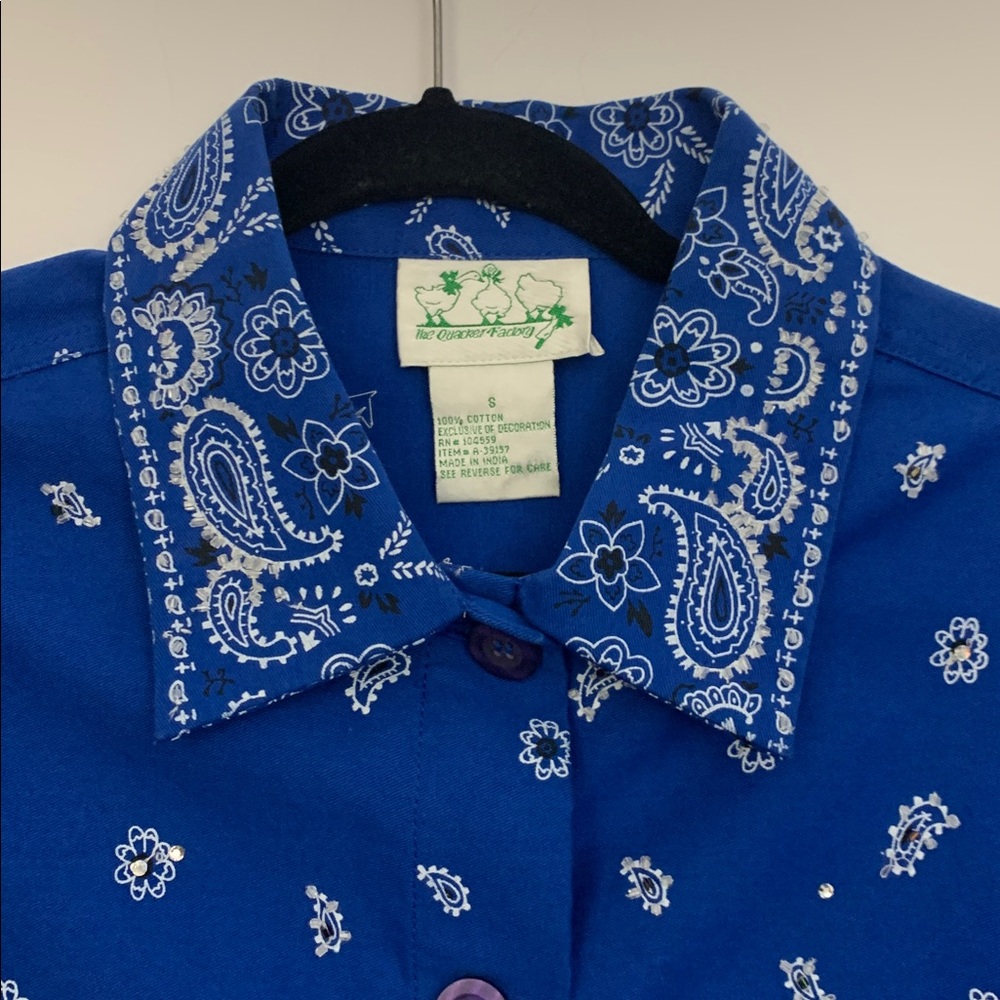 The Quacker Factory Size Small QVC Blue Jacket w/Designs & Rhinestones - Picture 3 of 12